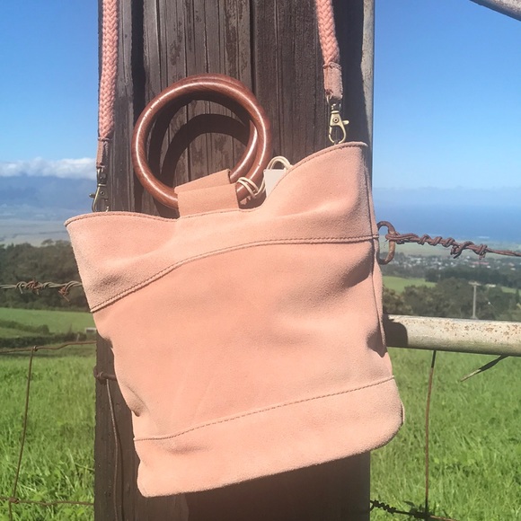 Lucky Brand Handbags - Lucky Brand Blush Crossbody Bag wood handles NWT
